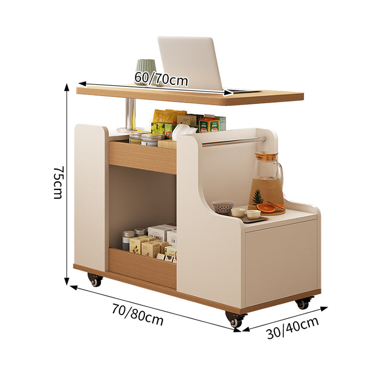 360°回転天板　エコ素材　Ｒ加工　プッシュオープン扉　キャスター　サイドテーブル　リビングテーブル　テーブル　木目調　デザイン性　カスタマイズ可能　CJ-M059