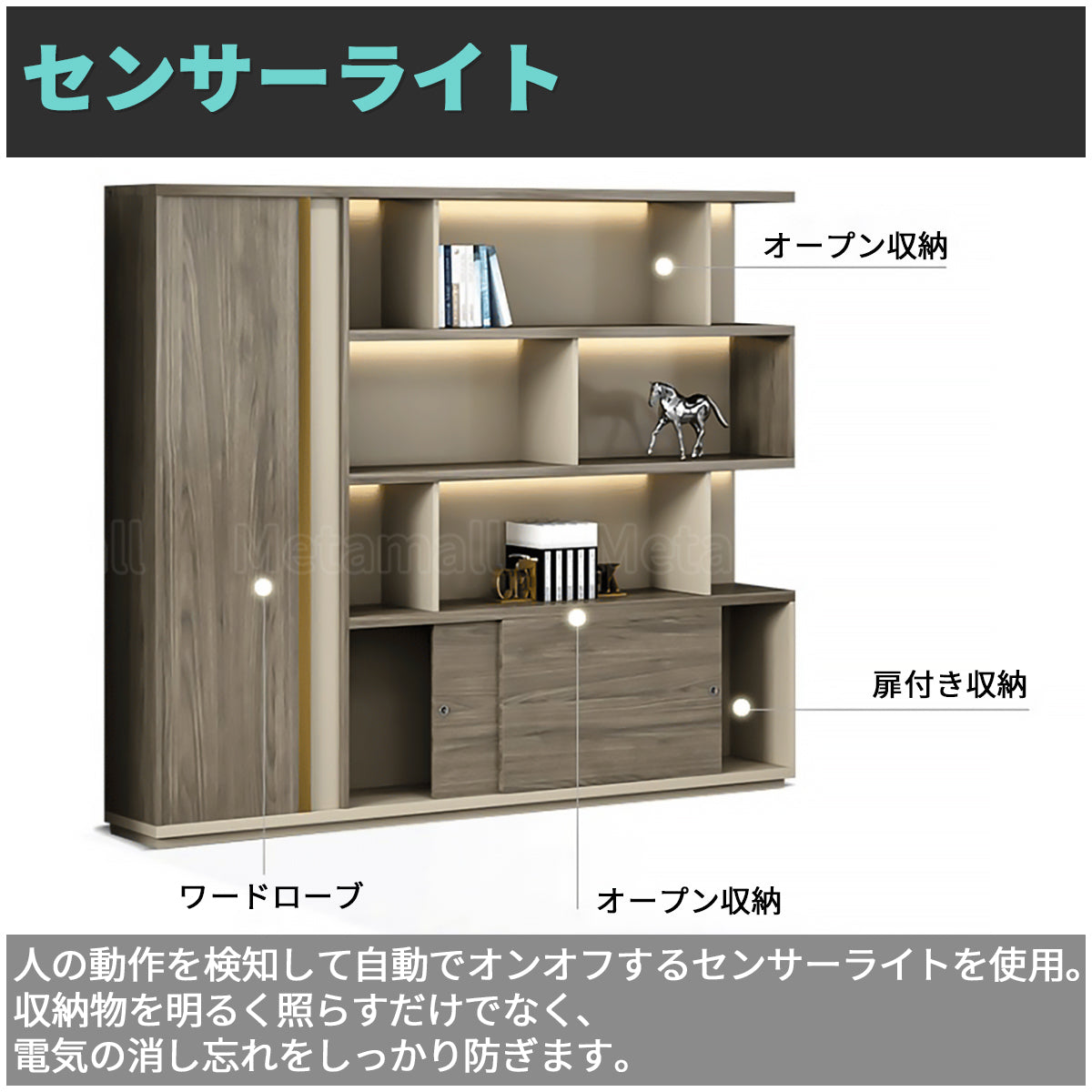 木製キャビネット 本棚　ディスプレイラック キャビネット オフィス収納　木製書庫　CWG-M-007