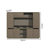 分類収納　ワニス塗装　木目調　オフィスキャビネット　ファイリングキャビネット　木製書庫　書類整理棚　シック　優しい　ブラウン　カスタマイズ可能　CWG-M008