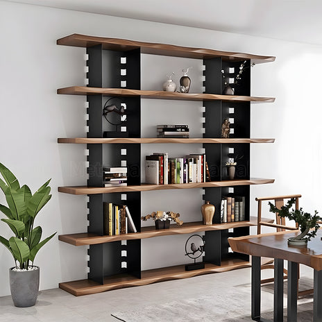 天然木　スチールフレーム　焼付塗装　収納棚　シェルフ　オープンシェルフ　おしゃれ　ブラック　カスタマイズ可能　CWG-M036