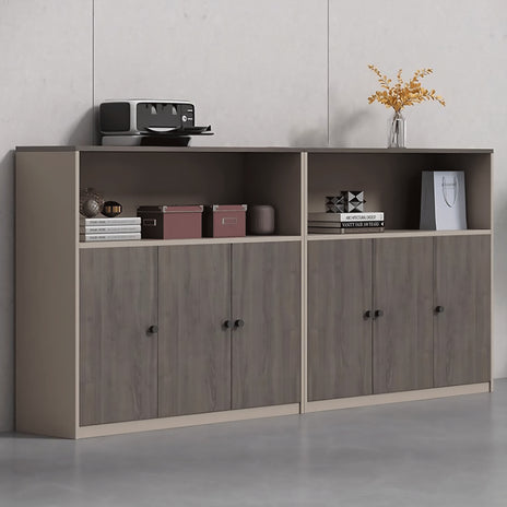 大容量　オープン収納　開き戸　メラミン化粧板　キャビネット　オフィスキャビネット　収納棚　木目調　ウォールナット　カスタマイズ可能　CWG-M043