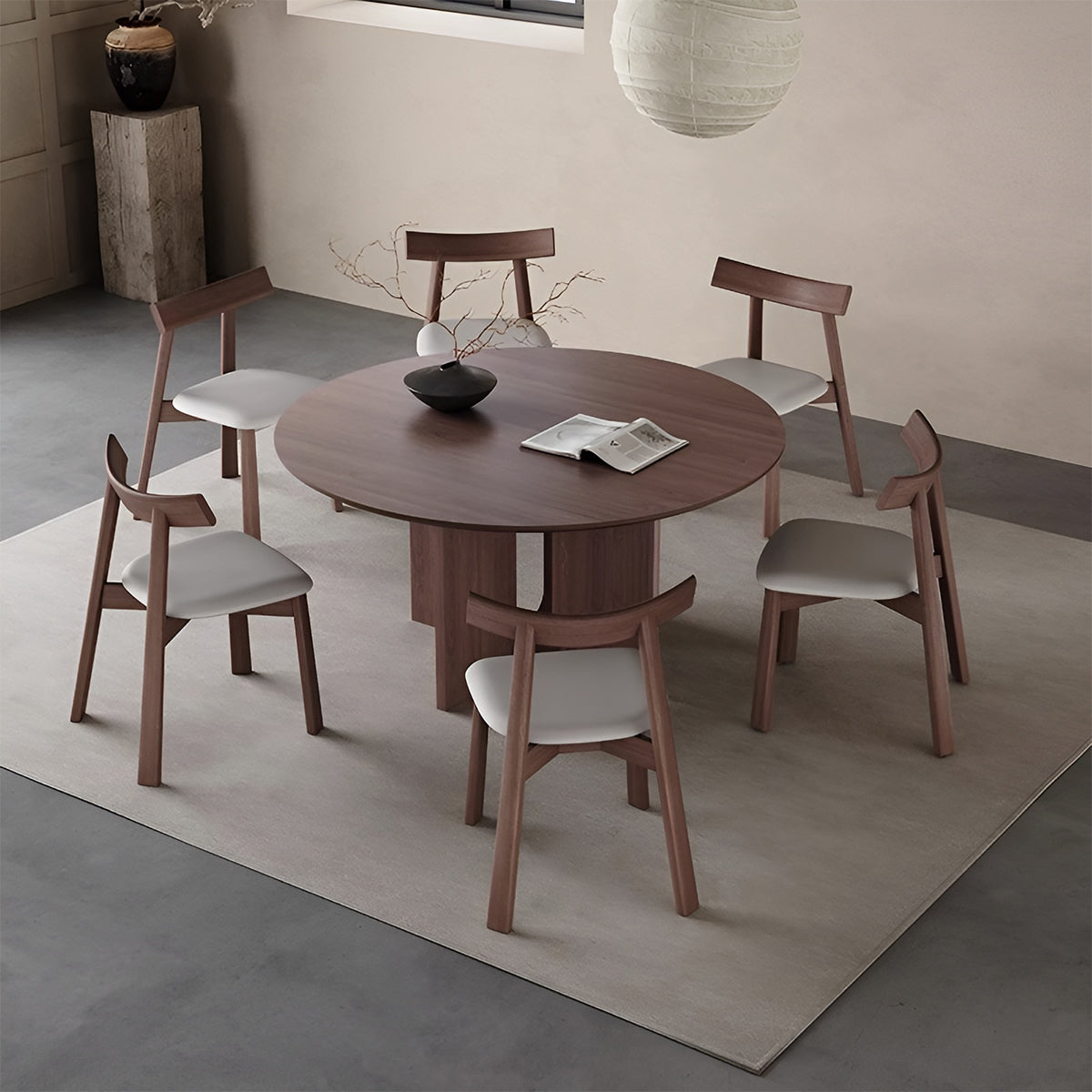 円形　ホワイトアッシュ材　耐久性　耐荷重　ダイニングテーブル　天然木　広々とした天板　下肢空間　カスタマイズ可能　CZ-M068