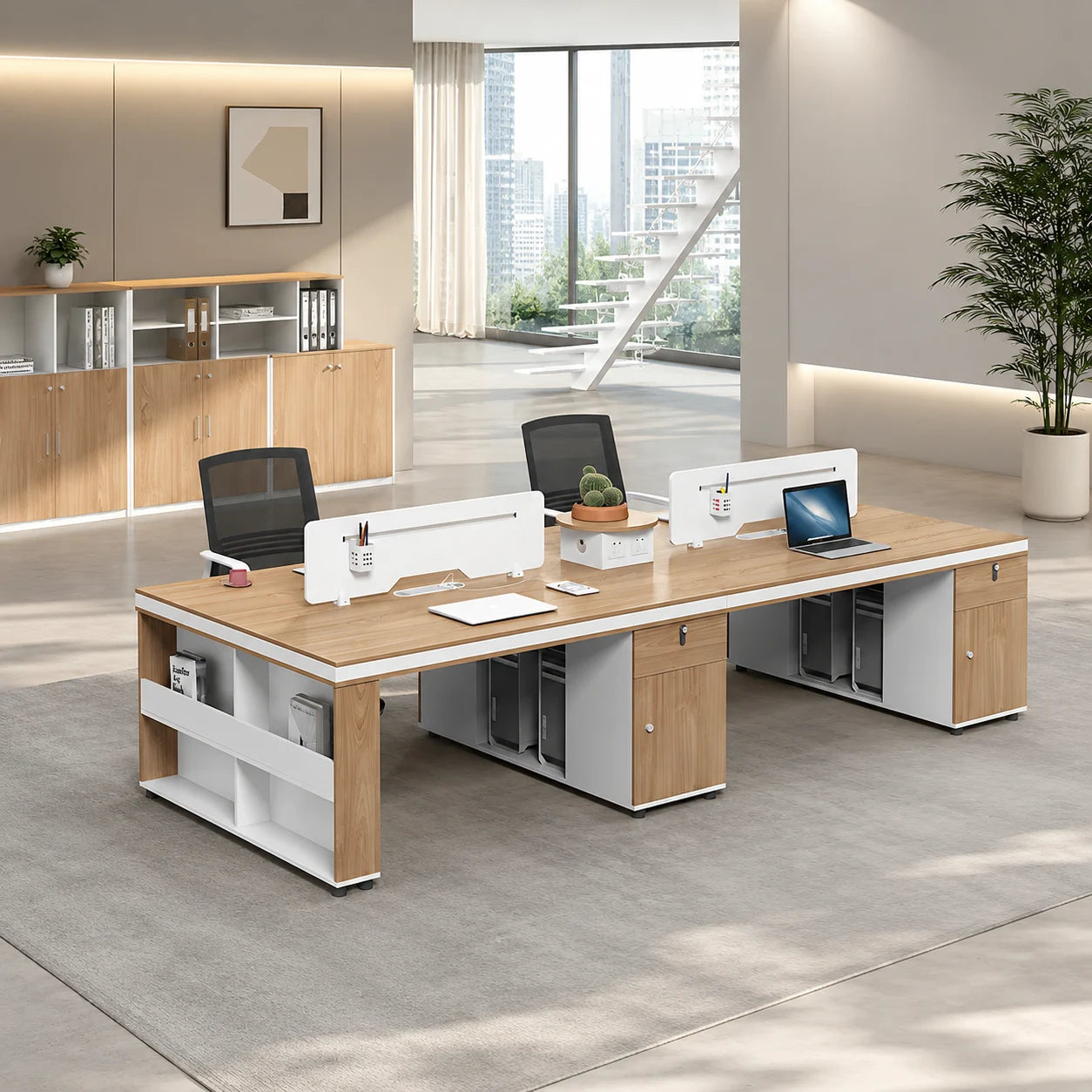 オフィスデスク　PCデスク　オフィス家具　PC収納　ダイヤル錠付き　引出し付き　トップパネル付き　カジュアル　ホワイト　カスタマイズ可能　BGZ-M-144