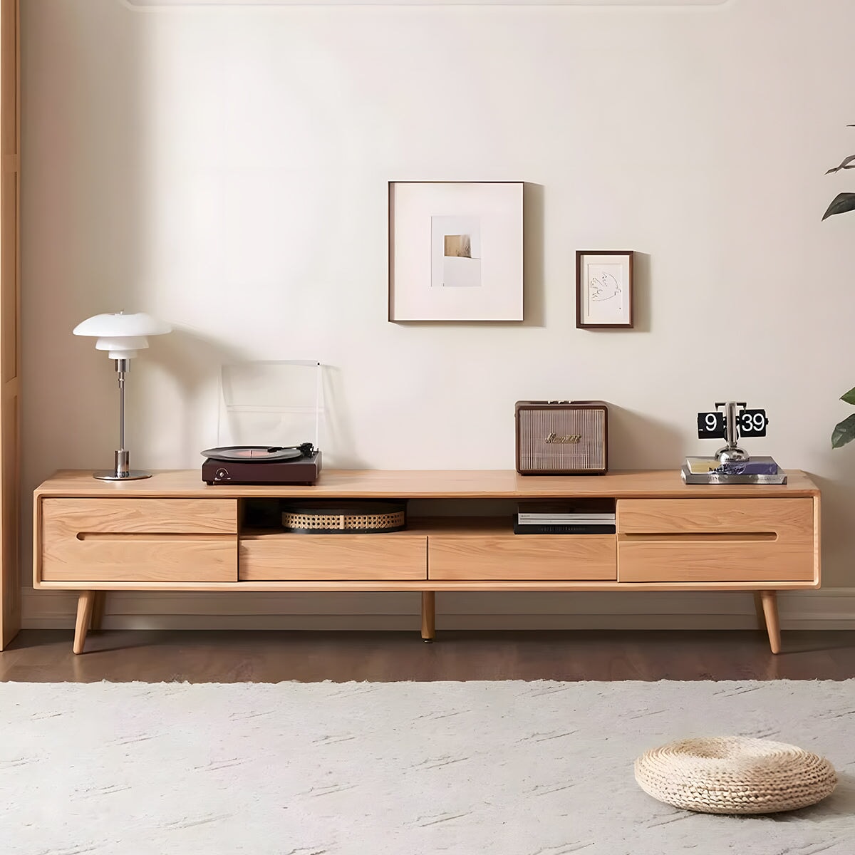 テレビ台　テレビ　テレビボード　リビング用　エコ素材　機能性　天然木　引き違い戸　可動棚板　オーク　引き出し付き　ナチュラル　DSG-M028　metamall