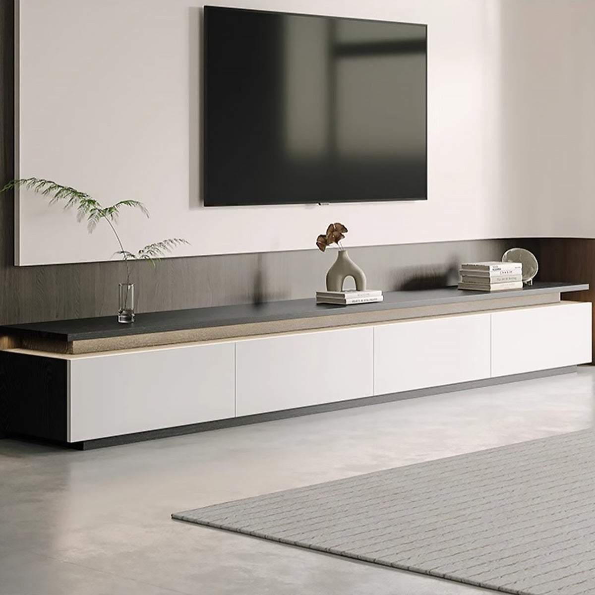 シンプル　モダン　木目調　シック　バイカラー　LEDライト　配線孔　テレビ台　テレビボード　メラミン化粧板　カスタマイズ可能　DSG-M029