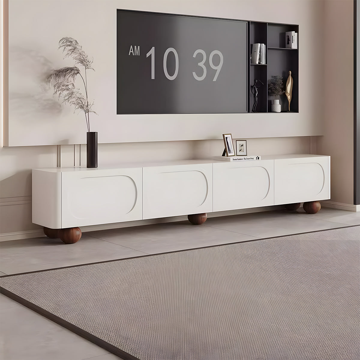 メラミン化粧板　天然木脚　引き出し　テレビ台　テレビ　テレビボード　リビング用　お手入れ簡単　シンプル　ホワイト　カスタマイズ可能　DSG-M039