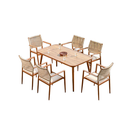 メラミン化粧板　脚パッド　エッジ加工　籐編み背もたれ　耐久性　アウトドア　セット　デスク　椅子　チェア　快適　シンプル　HWZY-M032