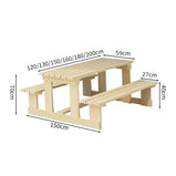 ガーデンテーブル・ベンチセット　屋外家具　ガーデン家具　天然木　耐候性　耐荷重　安定感　シンプル　高品質　ナチュラル　ブラウン　カスタマイズ可能　HWZY-M033