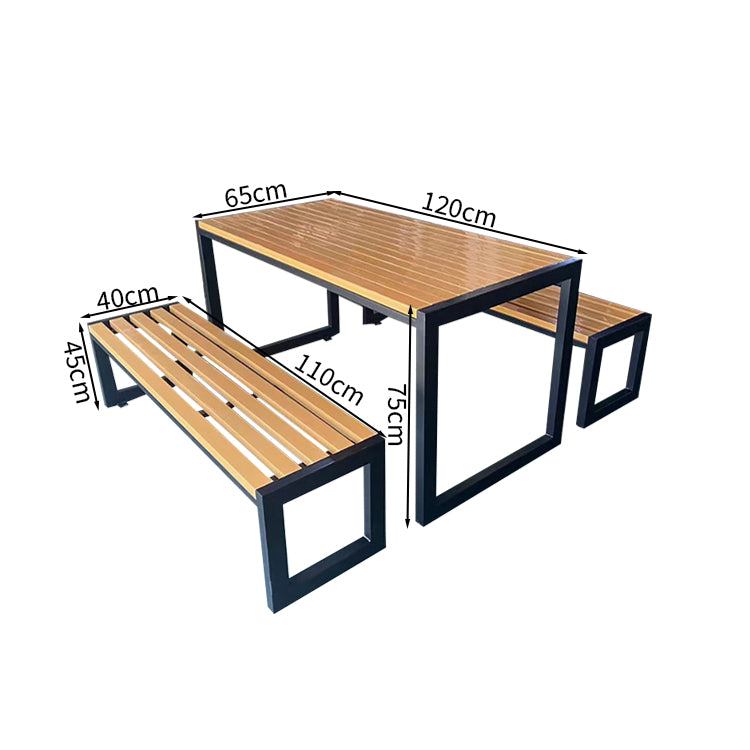 アウトドア　テーブル　チェア　セット　屋外　スチールフレーム　耐候性　樹脂木材　天然木　ナチュラル　オーク　カスタマイズ可能　HWZY-M039