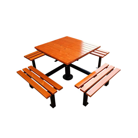 アウトドア　テーブル　チェア　セット　屋外　スチールフレーム　耐候性　樹脂木材　天然木　ナチュラル　オーク　カスタマイズ可能　HWZY-M039