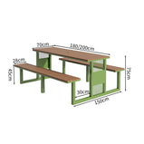 アウトドア　セット　テーブル　椅子　チェア　耐候性　長持ちしやすい　スチールフレーム　樹脂木材　デザイナーズ　高品質　グリーン　カスタマイズ可能　HWZY-M041