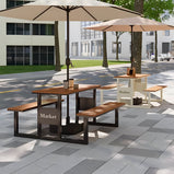 アウトドア　セット　テーブル　椅子　チェア　耐候性　長持ちしやすい　スチールフレーム　樹脂木材　デザイナーズ　高品質　グリーン　カスタマイズ可能　HWZY-M041