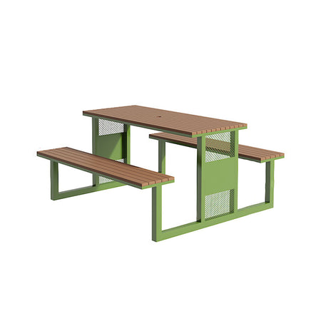 アウトドア　セット　テーブル　椅子　チェア　耐候性　長持ちしやすい　スチールフレーム　樹脂木材　デザイナーズ　高品質　グリーン　カスタマイズ可能　HWZY-M041