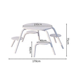 ガーデンテーブル　ガーデンファニチャー　屋外ダイニングセット　セット　屋外家具　ワニス塗装　スチールフレーム　ガーデンパラソル　防水性　グリーン　ブルー　カスタマイズ可能　HWZY-M042