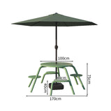 ガーデンテーブル　ガーデンファニチャー　屋外ダイニングセット　セット　屋外家具　ワニス塗装　スチールフレーム　ガーデンパラソル　防水性　グリーン　ブルー　カスタマイズ可能　HWZY-M042