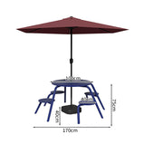 ガーデンテーブル　ガーデンファニチャー　屋外ダイニングセット　セット　屋外家具　ワニス塗装　スチールフレーム　ガーデンパラソル　防水性　グリーン　ブルー　カスタマイズ可能　HWZY-M042
