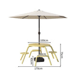 ガーデンテーブル　ガーデンファニチャー　屋外ダイニングセット　セット　屋外家具　ワニス塗装　スチールフレーム　ガーデンパラソル　防水性　グリーン　ブルー　カスタマイズ可能　HWZY-M042