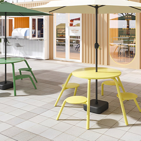 ガーデンテーブル　ガーデンファニチャー　屋外ダイニングセット　セット　屋外家具　ワニス塗装　スチールフレーム　ガーデンパラソル　防水性　グリーン　ブルー　カスタマイズ可能　HWZY-M042