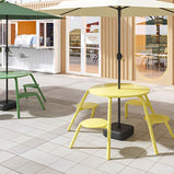 ガーデンテーブル　ガーデンファニチャー　屋外ダイニングセット　セット　屋外家具　ワニス塗装　スチールフレーム　ガーデンパラソル　防水性　グリーン　ブルー　カスタマイズ可能　HWZY-M042