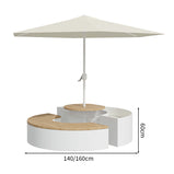 ガーデンテーブル　チェア　セット　スチールフレーム　ロゴ入れ可能　ガーデンパラソル付き　プランター　ホワイト　カスタマイズ可能　HWZY-M043