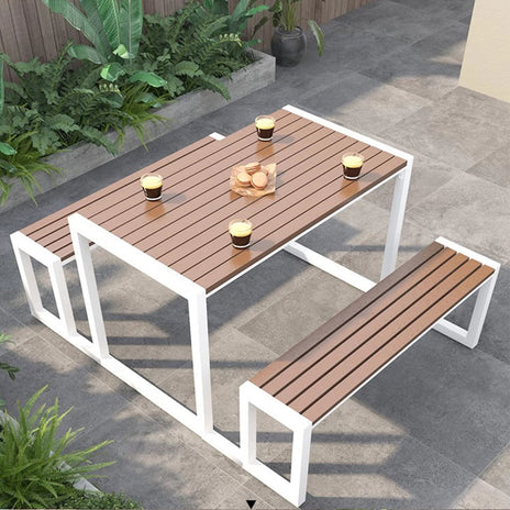 デスク　チェア　ガーデンテーブル　　セット　スチールフレーム　耐久性　樹脂木材　水に強い　ホワイト　ブラック　カスタマイズ可能　HWZY-M044