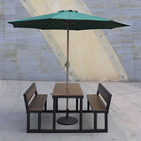 ガーデンテーブル　チェア　セット　スチールフレーム　耐久性　安定性　樹脂木材　ガーデンパラソル付き可能　ウォルナット　HWZY-M045