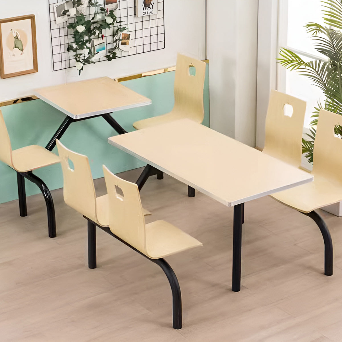応接セット　スチールフレーム　応接テーブル　チェア　エッジ加工　シンプル　ダイニング用　食堂テーブル　ナチュラル　高品質　HWZY-M046