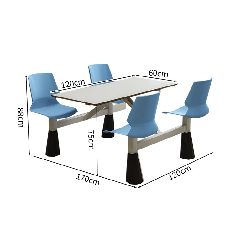 食堂テーブル　チェア　セット　安定感　一体型　おしゃれ　PP樹脂　スチールフレーム　合板　Ｒ加工　かわいい　ブルー　カスタマイズ可能　HWZY-M049