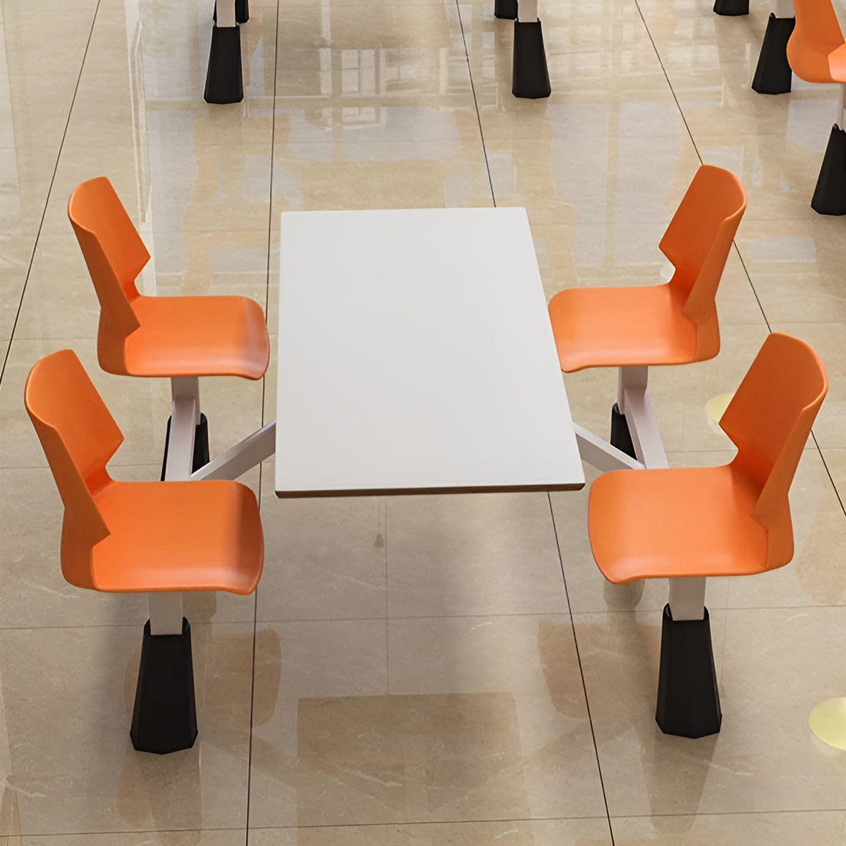 食堂テーブル　チェア　セット　安定感　一体型　おしゃれ　PP樹脂　スチールフレーム　合板　Ｒ加工　かわいい　ブルー　カスタマイズ可能　HWZY-M049