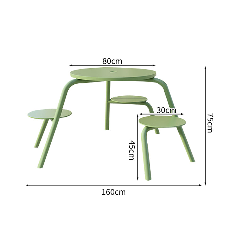 ガーデンセット　ガーデンテーブル　スチールフレーム　ガーデンパラソル付き　耐久性　スチール　高品質　シンプル　グリーン　レッド　カスタマイズ可能　HWZY-M051