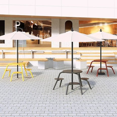 ガーデンセット　ガーデンテーブル　スチールフレーム　ガーデンパラソル付き　耐久性　スチール　高品質　シンプル　グリーン　レッド　カスタマイズ可能　HWZY-M051