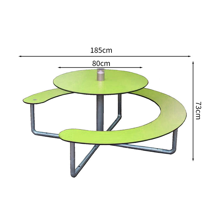 ガーデンテーブル　テーブル　ガーデンセット　Ｒ加工　丸み　スチールフレーム　シンプル　公園　庭　デザイナーズ　グリーン　ブルー　HWZY-M052