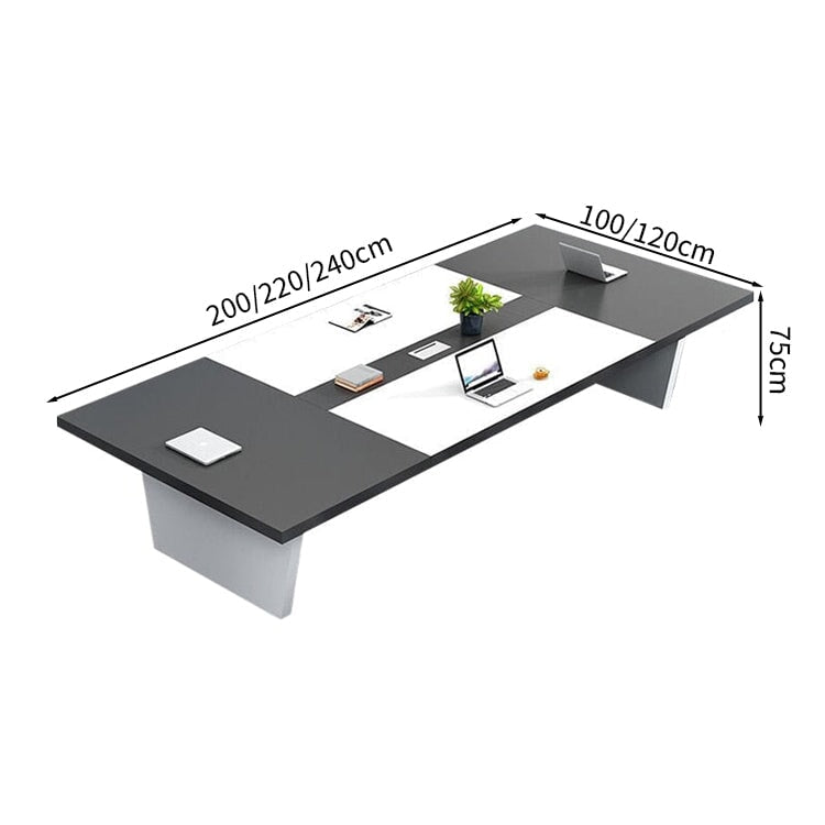 会議用テーブル　会議用デスク　ミーティングテーブル大型　台形脚　エコ板材　耐久性　オフィスデスク　メタルグレー　カスタマイズ可能　HYZ-M-008　metamall