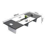 会議用テーブル　会議用デスク　ミーティングテーブル大型　台形脚　配線ボックス　エコ素材　上質　HYZ-2038