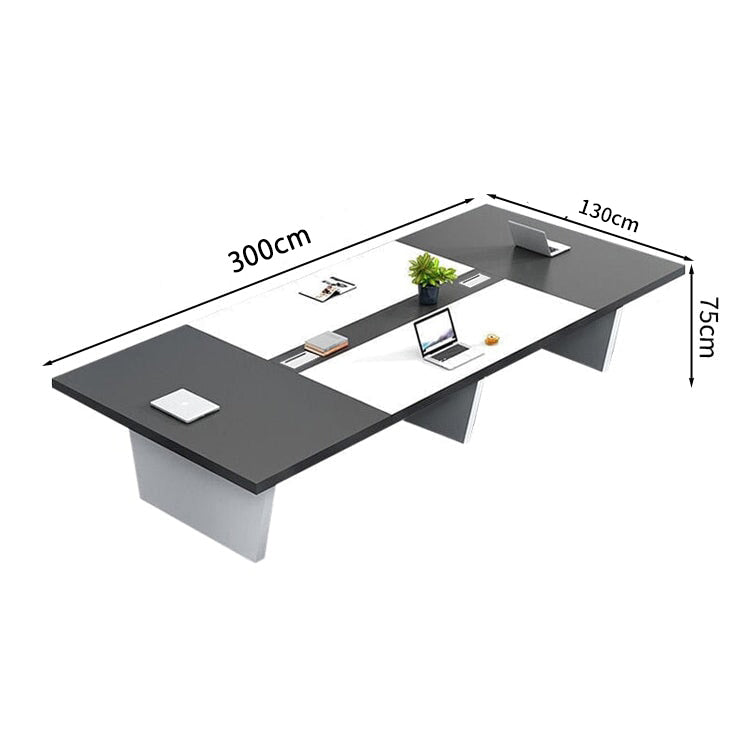 会議用テーブル　会議用デスク　ミーティングテーブル大型　台形脚　配線ボックス　エコ素材　上質　HYZ-2038