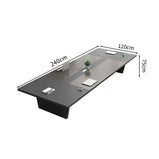 会議用テーブル　会議用デスク　ミーティングテーブル大型　台形脚　配線ボックス　エコ素材　上質　HYZ-2038