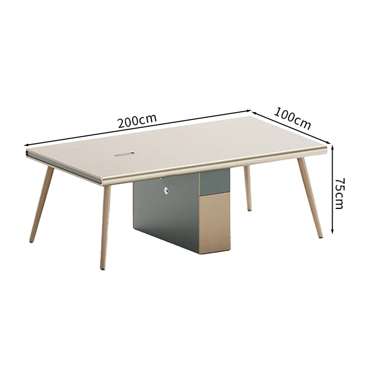 会議テーブル　商談テーブル　ミーティングテーブル　会議室　打ち合わせ　広いスペース　角丸　配線口付き　扉付き収納　収納キャビネット付き　シンプル　ホワイト　HYZ-M-014