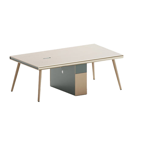 会議テーブル　商談テーブル　ミーティングテーブル　会議室　打ち合わせ　広いスペース　角丸　配線口付き　扉付き収納　収納キャビネット付き　シンプル　ホワイト　HYZ-M-014