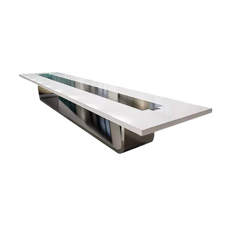 会議 室 用 テーブル 会議テーブル　ミーティングテーブル　打ち合わせ　配線ボックス付き　ピアノ塗装　おしゃれ　ホワイト　カスタマイズ可能　HYZ-M-015