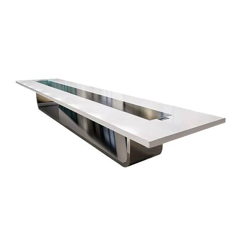 会議 室 用 テーブル 会議テーブル　ミーティングテーブル　打ち合わせ　配線ボックス付き　ピアノ塗装　おしゃれ　ホワイト　カスタマイズ可能　HYZ-M-015