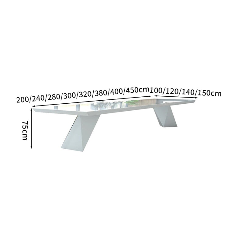 会議室 用 仕事机　会議テーブル　ミーティングテーブル　大型会議テーブル　八字脚　広いスペース　おしゃれ　ホワイト　カスタマイズ可能　HYZ-M-016　metamall