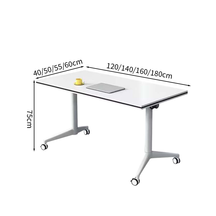 会議テーブル　オフィスデスク　長方形テーブル おしゃれ　回転可能　キャスター付き　バックル付き　シンプル　ホワイト　HYZ-M-070