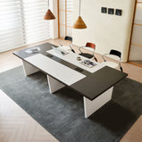 会議用テーブル　会議用デスク　ミーティングテーブル大型　台形脚　配線ボックス　エコ素材　上質　HYZ-2038