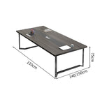 どっしり　シンプル　木目調　配線ボックス　会議テーブル　ミーティングテーブル　メラミン化粧板　スチール　オシャレ　ホワイト　ブラック　グレー　カスタマイズ可能　HYZ-K-036