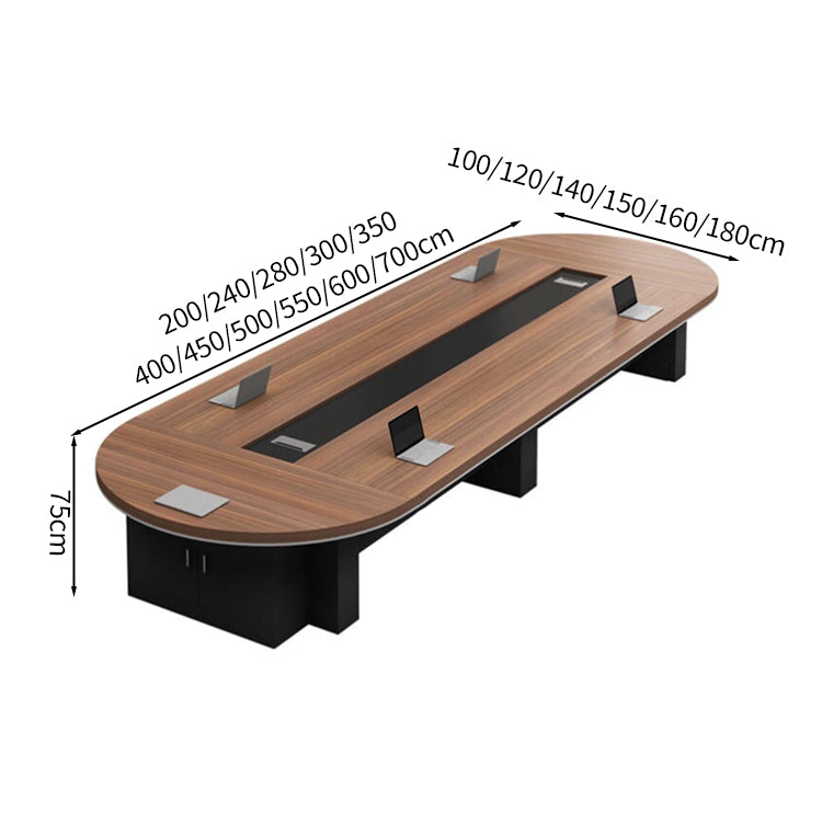 会議テーブル　ミーティングデスク 会議用　厚手の天板　長持ちしやすい　スチールフレーム　収納キャビネット　ブラウン　カスタマイズ可能　HYZ-M037
