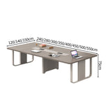 会議テーブル　ワークデスク　オフィスデスク　コンセント付き　配線ボックス付き　高耐荷重　モダン　スチール　ベージュグレー　カスタマイズ可能　HYZ-M057