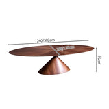 机 会議用　テーブル　ダイニングテーブル　会議テーブル　ミーティングテーブル　小判形天板　重厚感　高級感　シック　ワニス塗装　舟底エッジ　ベース付き　ウォルナット　カスタマイズ可能　HYZ-M060