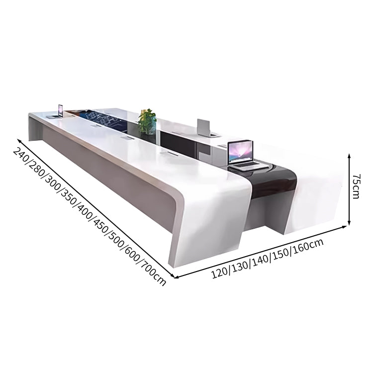 ホワイト　デザイナーズ　会議テーブル　ミーティングテーブル　大型会議テーブル　広いスペース　おしゃれ　ホワイト　カスタマイズ可能　HYZ-M065