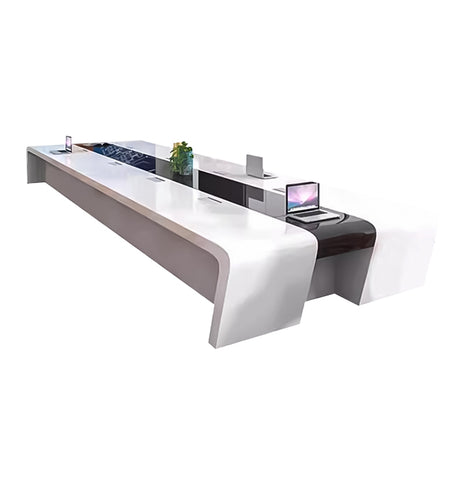 ホワイト　デザイナーズ　会議テーブル　ミーティングテーブル　大型会議テーブル　広いスペース　おしゃれ　ホワイト　カスタマイズ可能　HYZ-M065