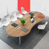 ミーティングテーブル　大型会議テーブル　オフィスデスク　丸い天板　スチール脚　ナチュラル　シンプル　カスタマイズ可能　HYZ-T004